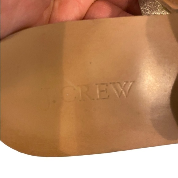 J.Crew Scalloped gold Metallic and orange Leather Sandals slides - Picture 8 of 10